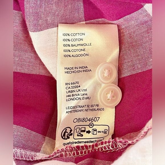 Anthropologie Maeve Bennett pink Buffalo Plaid Button Down Shirt small. NWT - Picture 9 of 9
